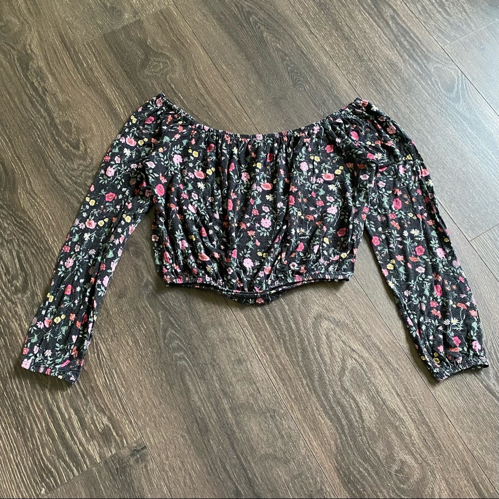 H&M Coachella Floral Off the Shoulder Long Sleeve Top